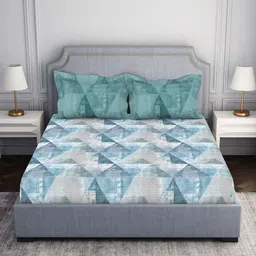 SPACES Grey & White Floral 144 TC King Bedsheet with 2 Pillow Covers-image-19