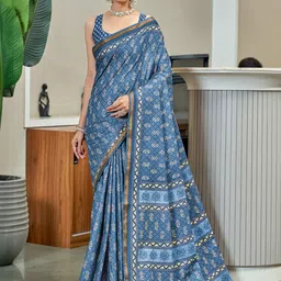 PEENGAX Ethnic Motifs Printed Pure Cotton Bagru Saree-picture-46