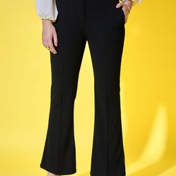 BUY NEW TREND Women Comfort High-Rise Wrinkle Free Pleated Trousers-picture-40
