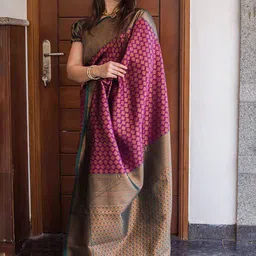 Sitanjali Woven Design Zari Silk Blend Kanjeevaram Saree-image-27