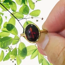 GenZcomplex Gold-Plated Brass Garnet Finger Ring-65