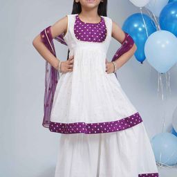 Little Bansi Girls Printed Regular Pure Cotton Kurta with Sharara & With Dupatta-image-67