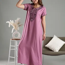 9shines Label Embroidered Maxi Nightdress-image-47