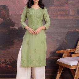 House of Pataudi Embroidered Straight Kurtas-picture-32