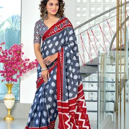Pandadi Saree Geometric Block Print Sarees-15