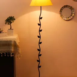 Devansh Black & Yellow Cotton Floor Lamp With Shade-13