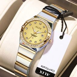 ALIX Women Embellished Dial & Stainless Steel Straps Analogue Watch AL2534_SGG-15