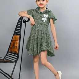 VALUE CREATION Girls Floral Printed Flared Sleeve Fit & Flare Dress-54