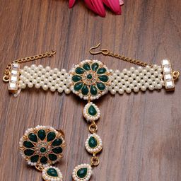 Anouk Women Brass Pearls Handcrafted Gold-Plated Ring Bracelet-image-81