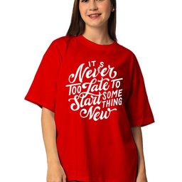 STATUS MANTRA Women Typography Printed Bio Finish Applique T-shirt-image-88
