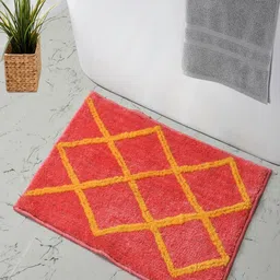 MAA HOME CONCEPT Pink & Yellow Textured Anti-Skid Bath Rugs-22