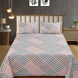 Bromwick Multicoloured Geometric 250 TC King Bedsheet with 2 Pillow Covers-20