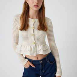 Koton Women Open Knit Cotton Crop Cardigan-picture-17