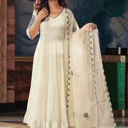 URMIR FASHION Women Embroidered Regular Kurta with Trousers & With Dupatta-picture-21