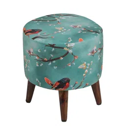 GLOBALLY INDIAN Set Of 2 Printed Round Puff Ottomans image 2