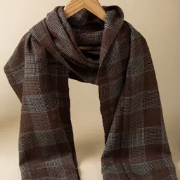 KUSVAA Unisex Checked Merino Wool Mufflers-image-38