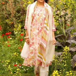 JAYPORE Printed Beads and Stones Cotton Silk Dupatta-image-22