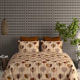 CHICERY Beige & Brown Floral Cotton AC Room Single Bed Comforter-image-101