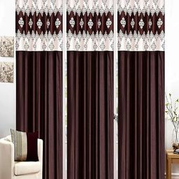 Lunar Days Brown & White 3 Pieces Floral Room Darkening Door Curtains-image-31