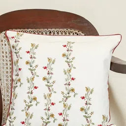 Myntra Elegant Homes Meadow Bloom White & Green Floral Cotton Square Cushion Cover-image-43
