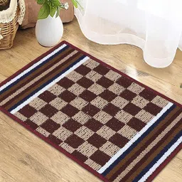 Status IRIS Red & Beige Checked Rectangular Shaped Anti Slip Doormat-image-6