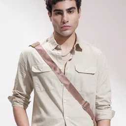 HIGHLANDER Cutaway Collar Relaxed Fit Cotton Shirt-image-60