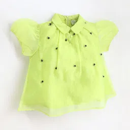 Cherry Crumble Girls Embellished Shirt Collar Puff Sleeve Shirt Style Top-picture-37