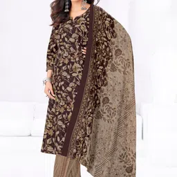 Larqi Women Floral Printed Cotton Kurta with Trousers & Dupatta-picture-14