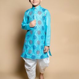 NFC CREATION Boys Floral Printed Regular Thread Work Kurta with Patiala-51