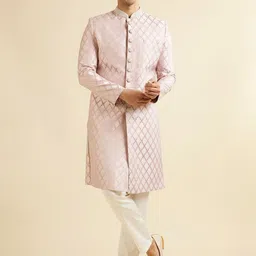 Manyavar Men Printed Long Sleeve Sherwani Set-image-8