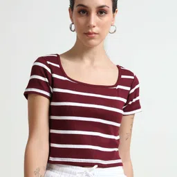 CORSICA Striped Cotton Boxy Crop Top-image-35