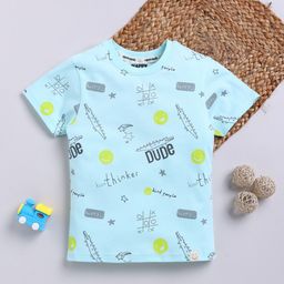Happy Faces Kids Boys Typography Printed Pure Cotton T-Shirt-image-91