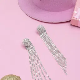KPOP Silver Plated Rhinestone Contemporary Drop Earrings-image-59