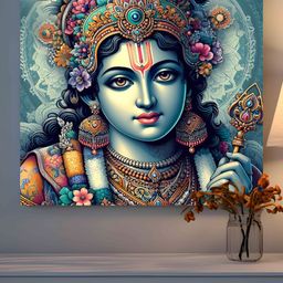 SAF Blue & Gold-Toned 1 Piece Wood Religious Wall Paintings-image-44