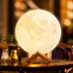 3D Moon Touch Sensor with Wooden Stand Bedroom Decoration Light (Pack of 1) Night Lamp-image-71