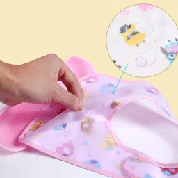 goyoku Silicone Baby Detachable Waterproof Apron Bibs (Set of 3) Random Color image 2