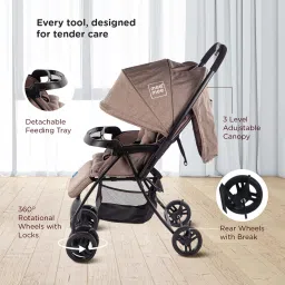 meemee Compact Fold, Adjustable Canopy, Reversible Handle, 5-Point Harness Pram image 3