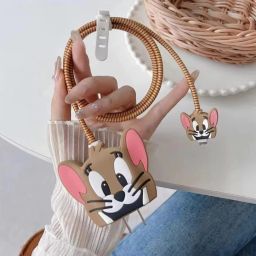 RODIAN Charger Cover for iPhone 18W-20W Charger, 3D Cartoon Design Jerry Brown,Spiral Cable Protector-image-96