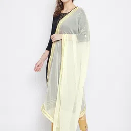 Clora Creation Cream-Coloured & Gold-Toned Embroidered Dupatta image 2