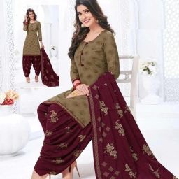 Unstitched Crepe Salwar Suit Material Printed-image-1