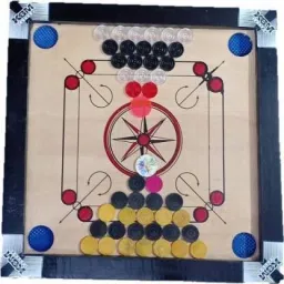 CARROM 2 PAIR OF COINS( 1 OF WOOD AND 1 OF CRYSTAL)WITH STRIKER AND BORIC POWDER 24 cm Carrom Board-14