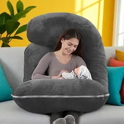 J Shaped Microfibre Solid Pregnancy Pillow Pack of 1-image-50