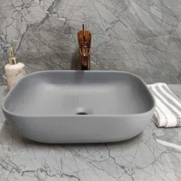 (18*13*5) INCH VERY STYLISH WASH BASIN / (45*32.5*13) CM MATT GREY CLASSIC CERAMIC DESIGNER WASH BASIN / Table Top Basin-image-15