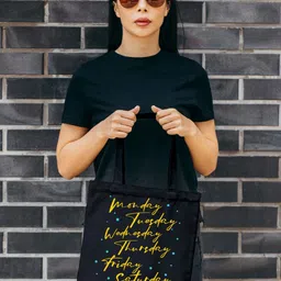 Doodle Unisex Typographic Printed Eco-Friendly Reusable Cotton Canvas Shopper Tote Bag-8