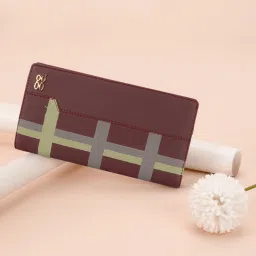 Women Casual Red Artificial Leather Wallet-image-2