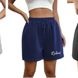 Pack of 3 Solid Women Multicolor Regular Shorts-image-38