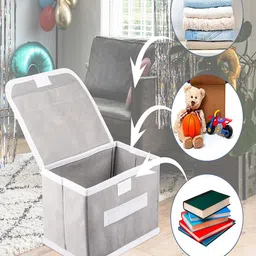 Kuber Industries Grey & White Printed Storage Box Organiser image 3