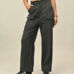 swishin Women Regular Fit Black Cotton Blend Trousers-picture-37