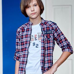 MashUp Boys Classic Tartan Checks Opaque Checked Casual Shirt-image-88