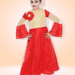 Miss & Chief Girls Bell Sleeve Net Maxi Dress-image-76